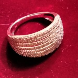 Multi roll miracle plate .25kt diamond sterling silver band